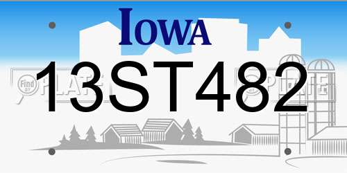 13ST482 Iowa License Plate