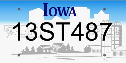 13ST487 Iowa License Plate