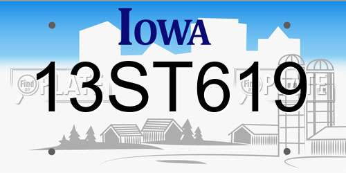 13ST619 Iowa License Plate
