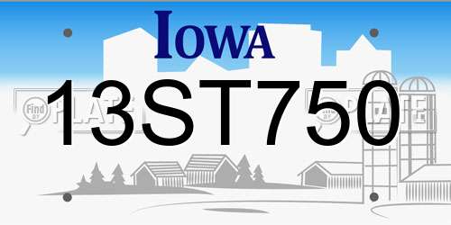 13ST750 Iowa License Plate