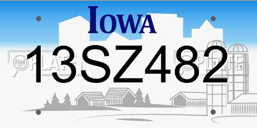 13SZ482 Iowa License Plate
