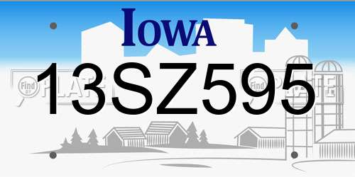 13SZ595 Iowa License Plate
