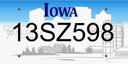 13SZ598 Iowa License Plate