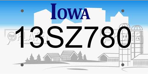 13SZ780 Iowa License Plate