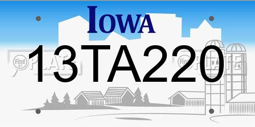 13TA220 Iowa License Plate