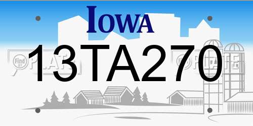 13TA270 Iowa License Plate