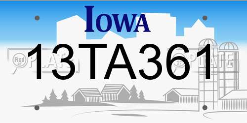 13TA361 Iowa License Plate