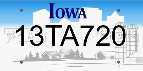 13TA720 Iowa License Plate