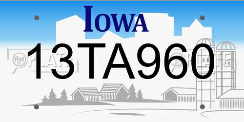 13TA960 Iowa License Plate