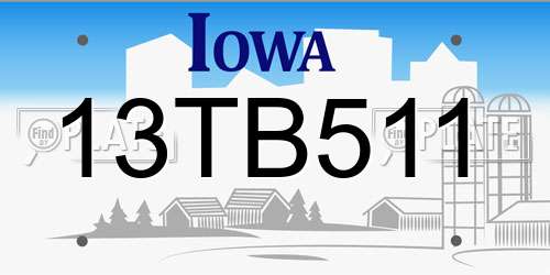 13TB511 Iowa License Plate