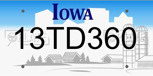13TD360 Iowa License Plate