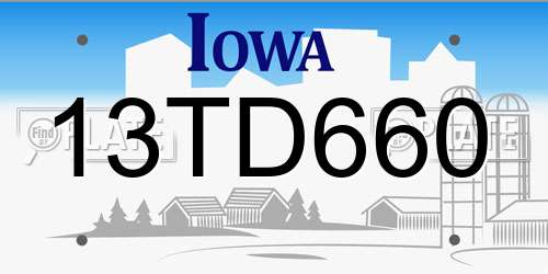 13TD660 Iowa License Plate