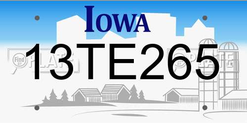 13TE265 Iowa License Plate
