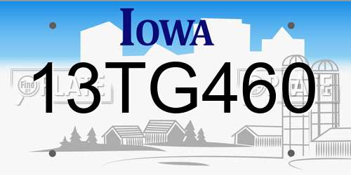 13TG460 Iowa License Plate
