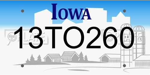 13TO260 Iowa License Plate