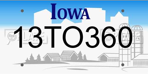 13TO360 Iowa License Plate