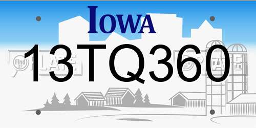 13TQ360 Iowa License Plate