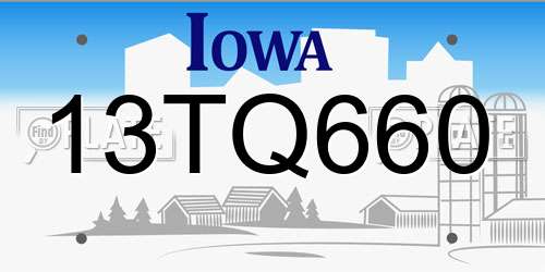 13TQ660 Iowa License Plate