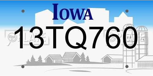 13TQ760 Iowa License Plate