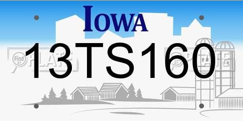 13TS160 Iowa License Plate