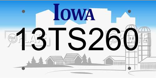 13TS260 Iowa License Plate