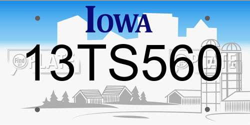 13TS560 Iowa License Plate