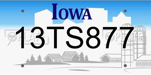 13TS877 Iowa License Plate