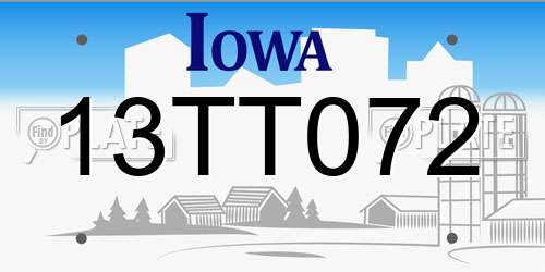 13TT072 Iowa License Plate