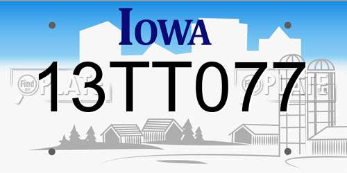13TT077 Iowa License Plate