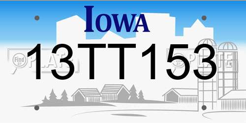 13TT153 Iowa License Plate