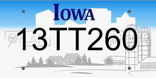 13TT260 Iowa License Plate