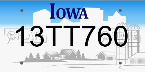 13TT760 Iowa License Plate