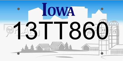 13TT860 Iowa License Plate