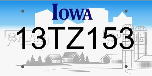 13TZ153 Iowa License Plate