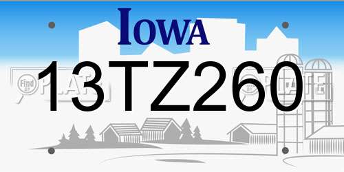 13TZ260 Iowa License Plate