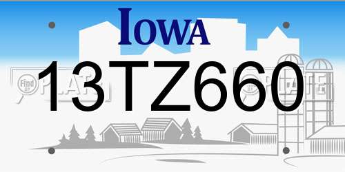 13TZ660 Iowa License Plate