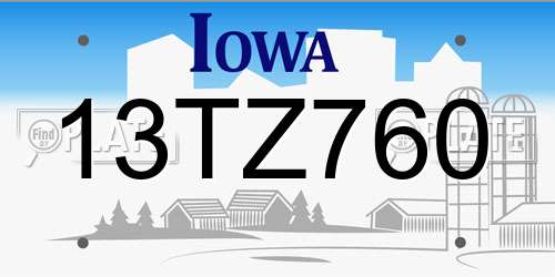 13TZ760 Iowa License Plate