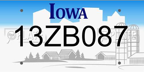 13ZB087 Iowa License Plate