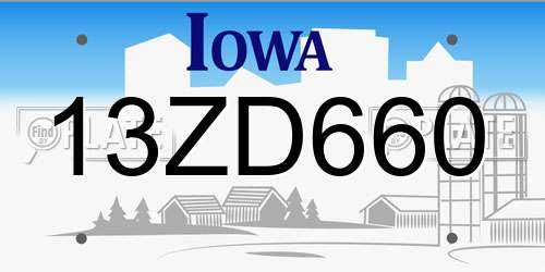 13ZD660 Iowa License Plate