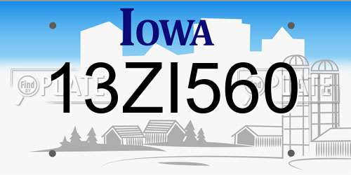 13ZI560 Iowa License Plate