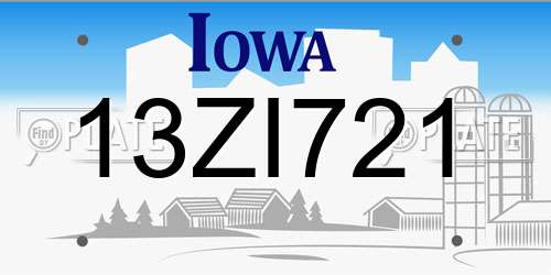 13ZI721 Iowa License Plate