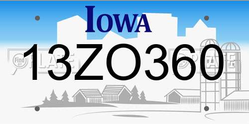 13ZO360 Iowa License Plate