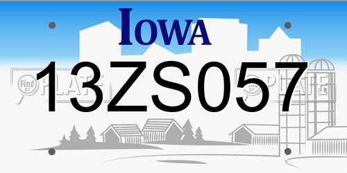 13ZS057 Iowa License Plate