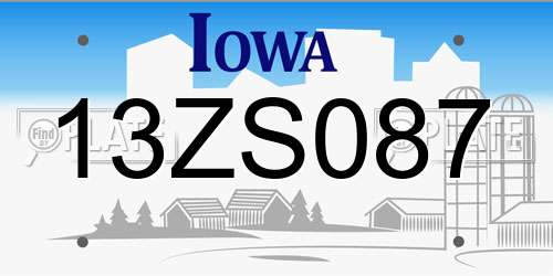 13ZS087 Iowa License Plate