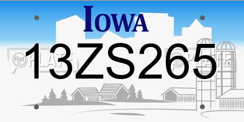 13ZS265 Iowa License Plate