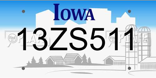 13ZS511 Iowa License Plate