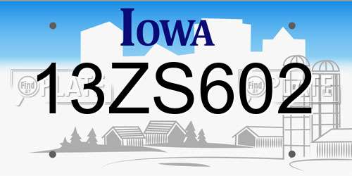 13ZS602 Iowa License Plate