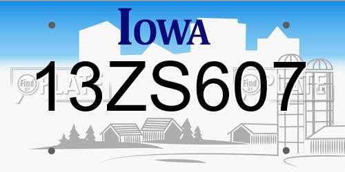 13ZS607 Iowa License Plate