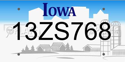 13ZS768 Iowa License Plate