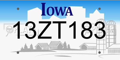 13ZT183 Iowa License Plate